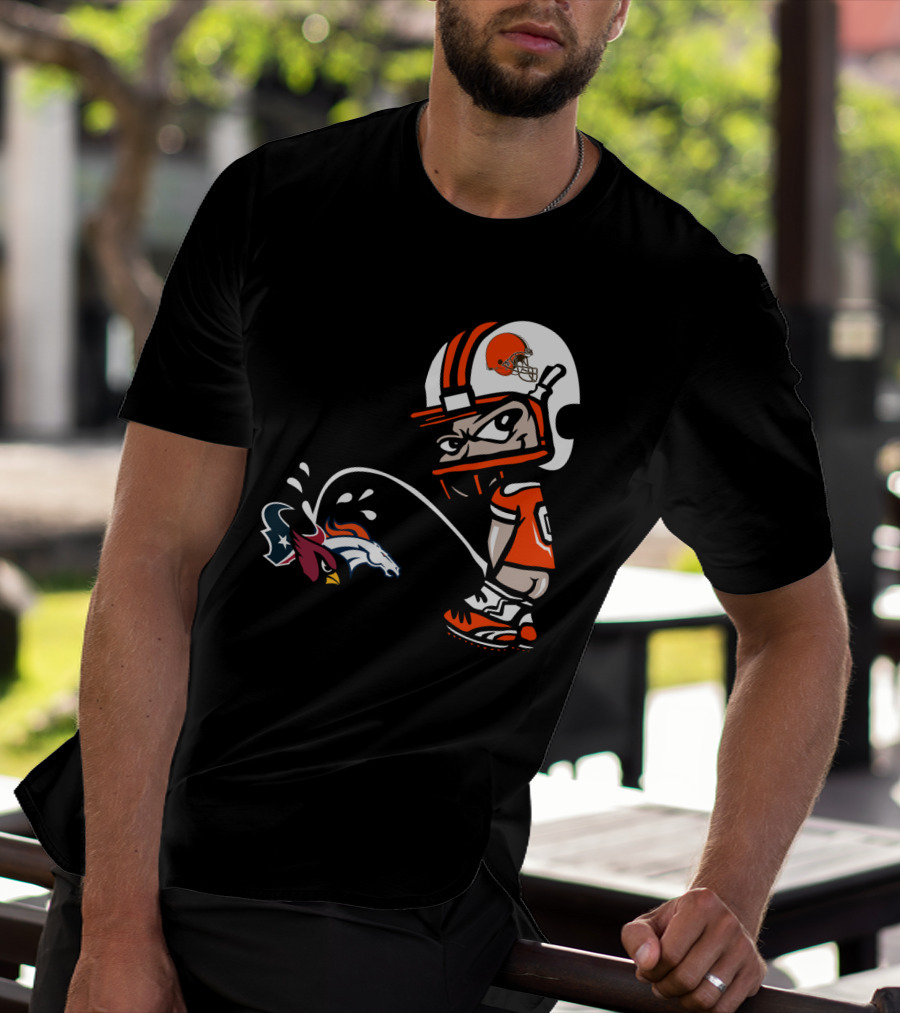 Cleveland Browns Player Humorous Rival Team Logos Interaction T-Shirt