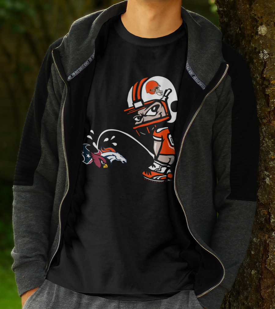 Cleveland Browns Player Humorous Rival Team Logos Interaction T-Shirt