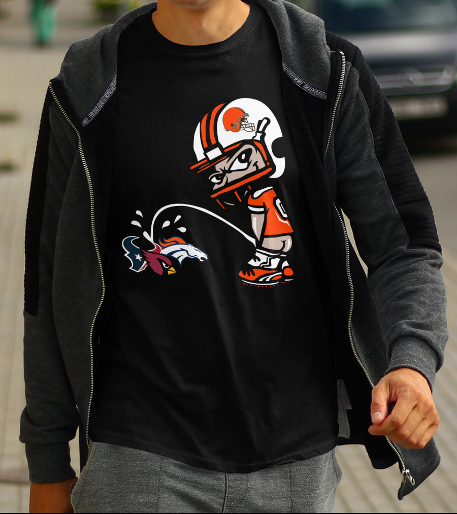 Cleveland Browns Player Humorous Rival Team Logos Interaction T-Shirt