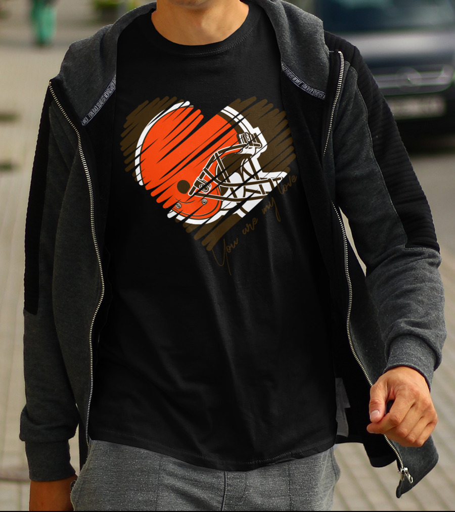 Cleveland Browns You Are My Love Heart Helmet T-Shirt