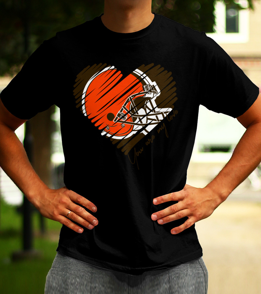 Cleveland Browns You Are My Love Heart Helmet T-Shirt