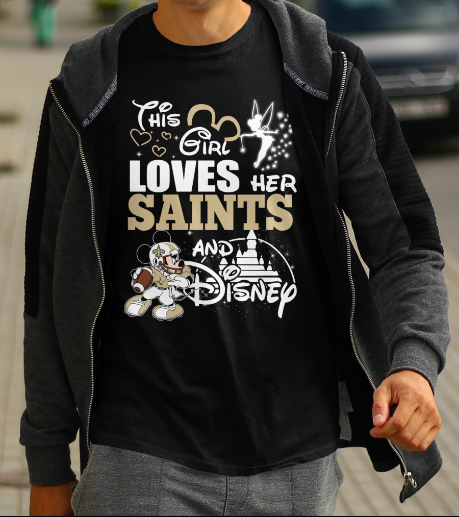 This Girl Loves Her Saints And Disney T-Shirt