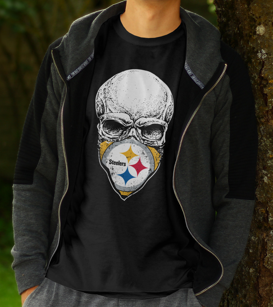 Pittsburgh Steelers Skull With Logo Mask T-Shirt