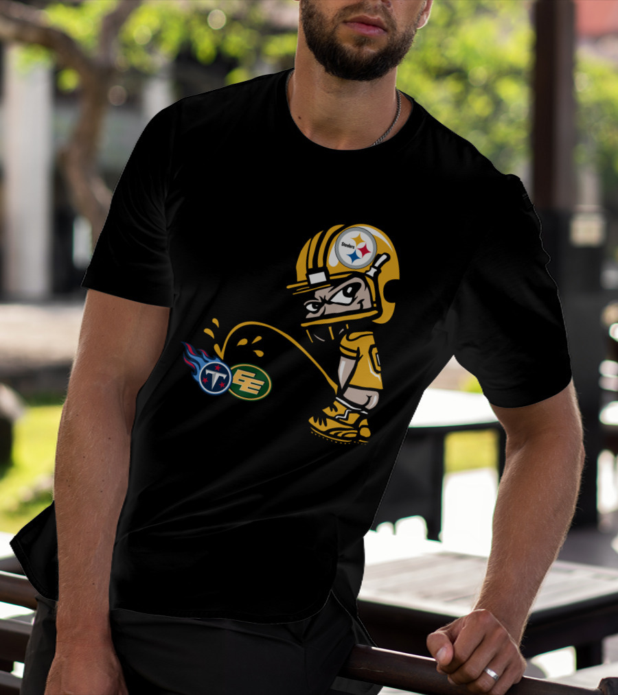 Pittsburgh Steelers Humorous Rivalry Character With Titans And Eagles Logos T-Shirt