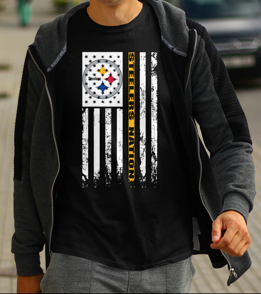 Steelers Nation Pittsburgh Steelers Logo Flag T-Shirt