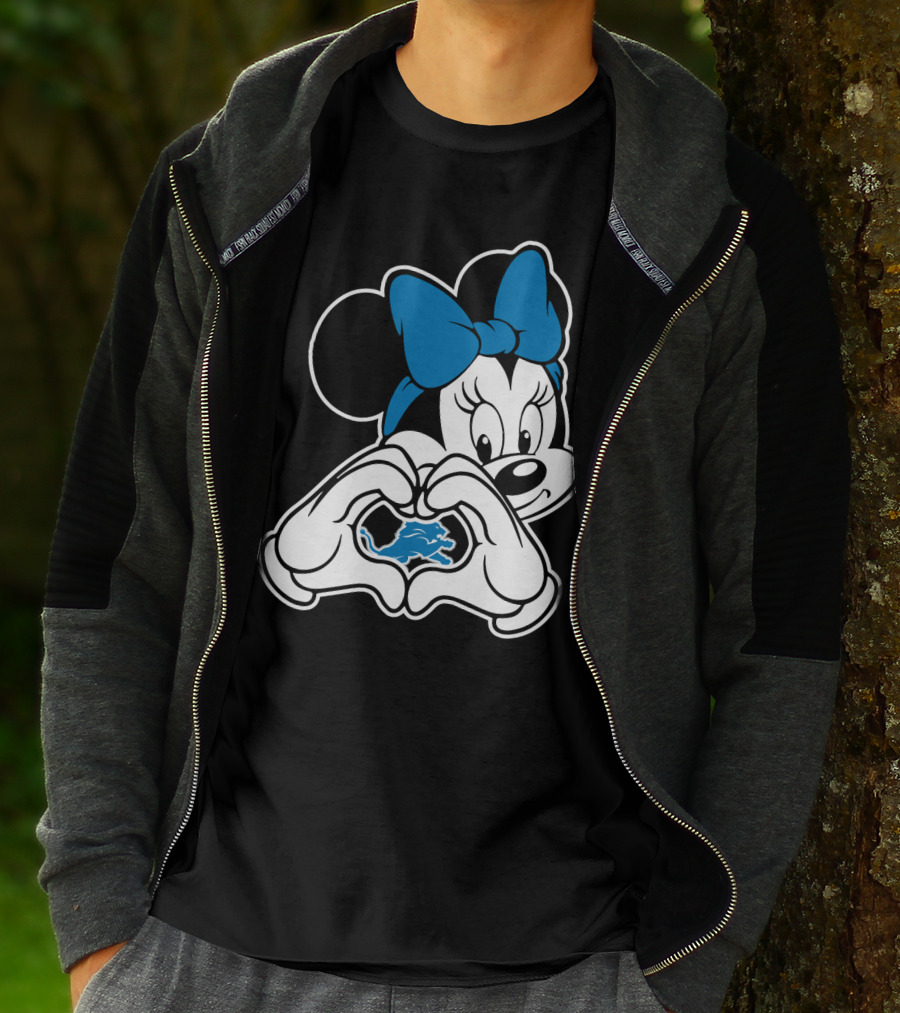 Detroit Lions Minnie Mouse Heart Hands T-Shirt