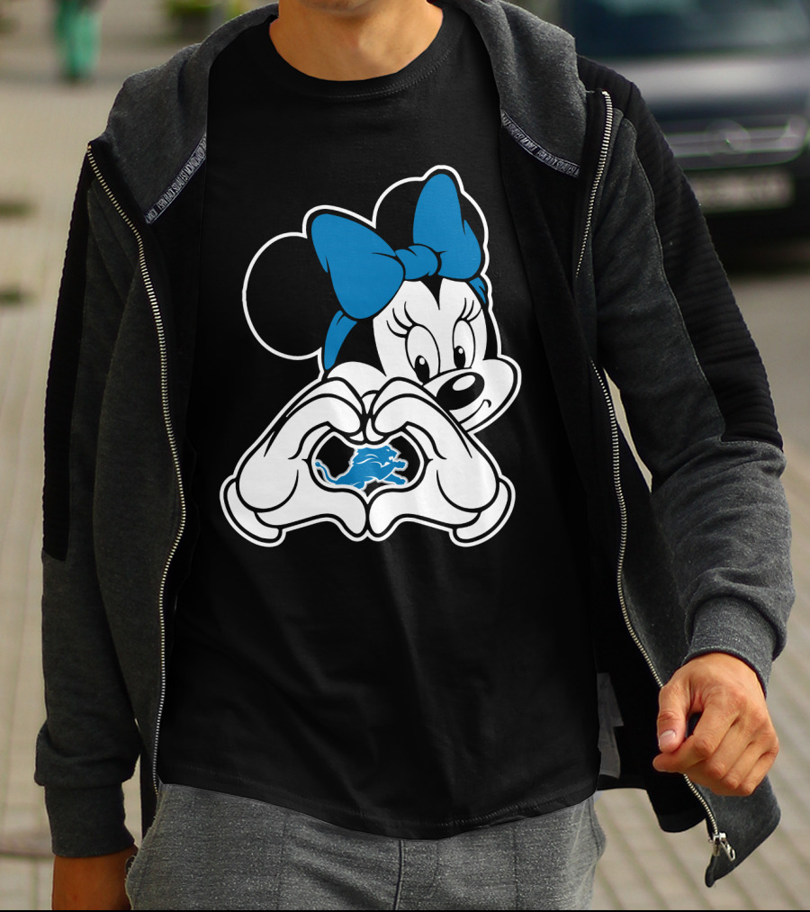 Detroit Lions Minnie Mouse Heart Hands T-Shirt