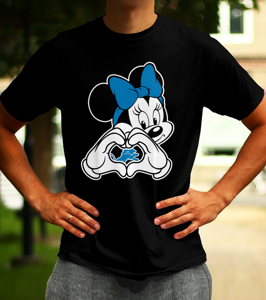 Detroit Lions Minnie Mouse Heart Hands T-Shirt