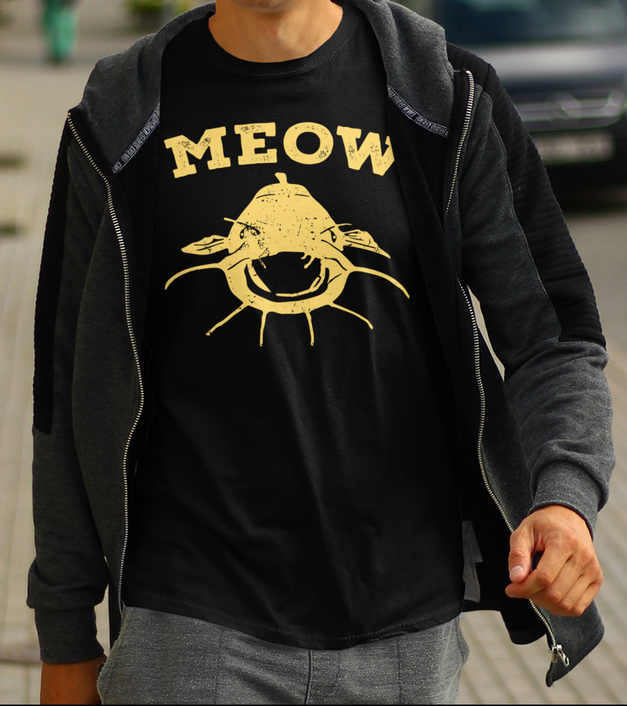 Meow Catfish Fishing Fisherman T-Shirt