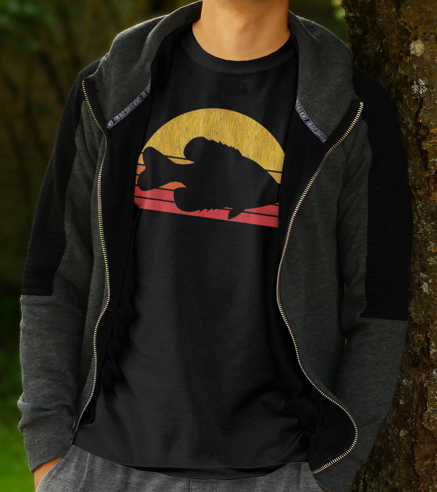 Crappie Fishing Fisherman Retro Sunset T-Shirt