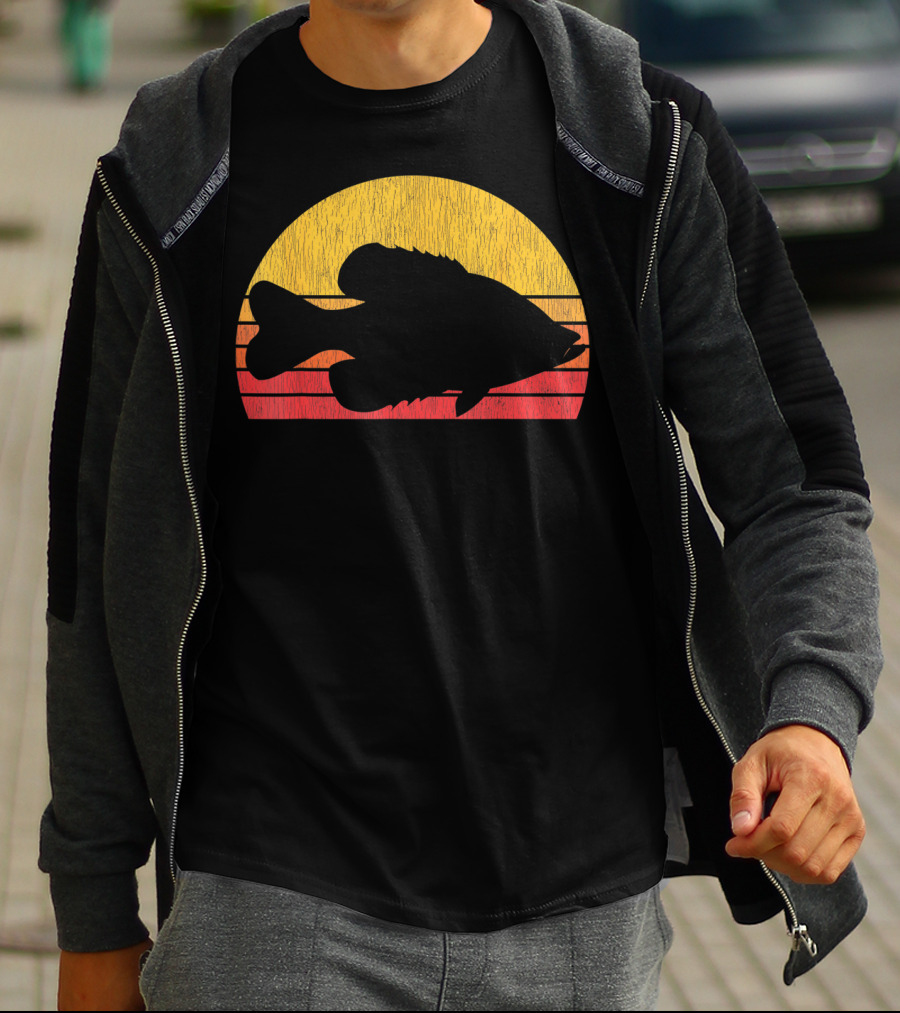 Crappie Fishing Fisherman Retro Sunset T-Shirt