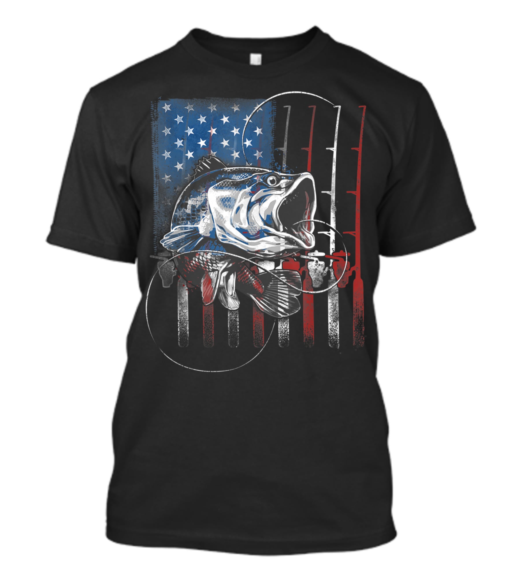 Vintage American Flag Bass Fishing USA Fisherman T-Shirt