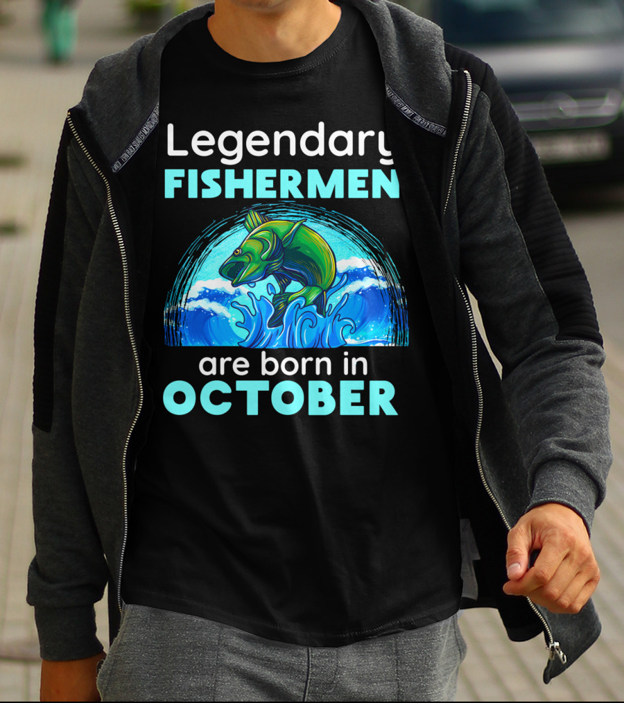 Legendary Fishermen Are Born In October Vibrant Fish T-Shirt