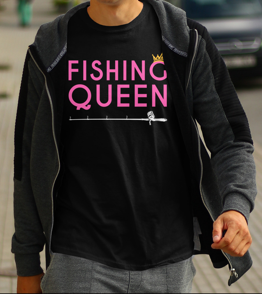 Fishing Queen Funny Girl Fishing Rod And Crown T-Shirt