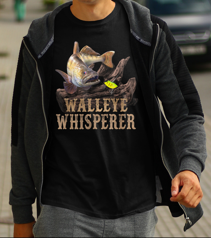 Walleye Whisperer Large Walleye With Fishing Lure T-Shirt
