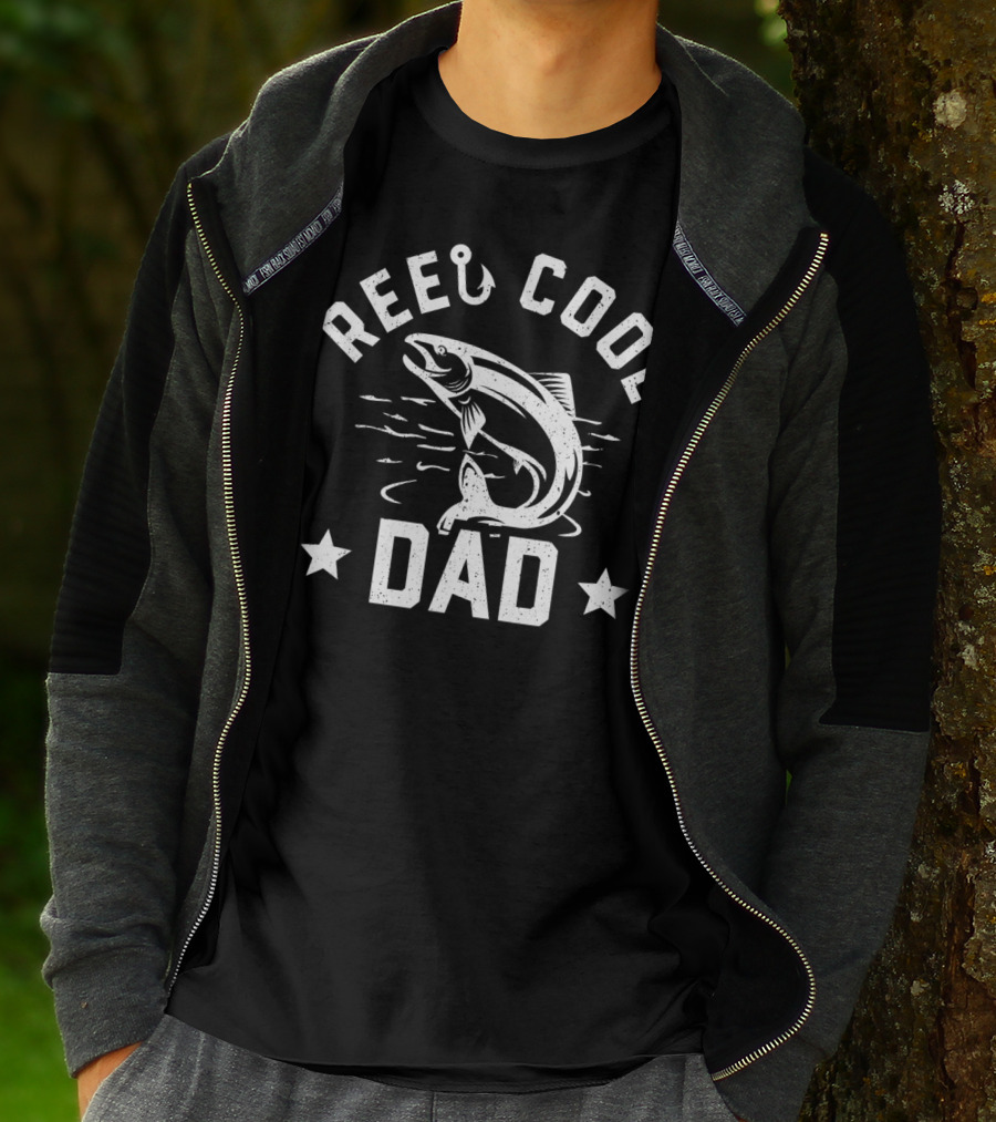 Reel Cool Dad Fishing Humor Hook And Fish Star T-Shirt
