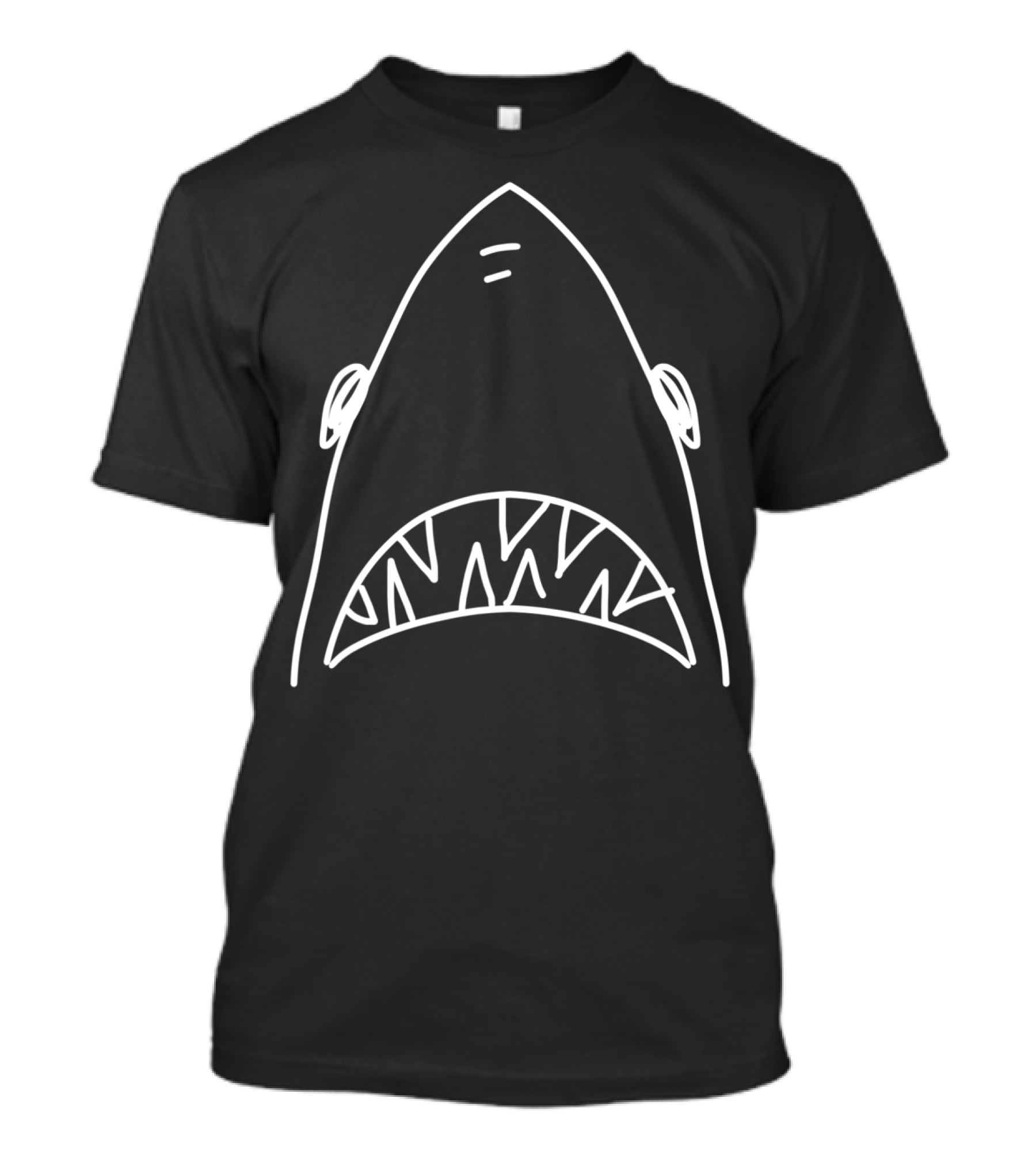 Shark Head Bite Funny Scary Drawing For Fishing Lovers T-Shirt