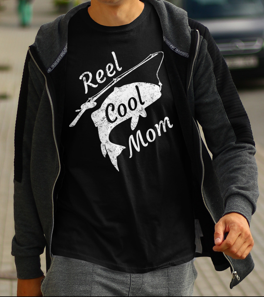 Reel Cool Mom Fishing Silly Family T-Shirt
