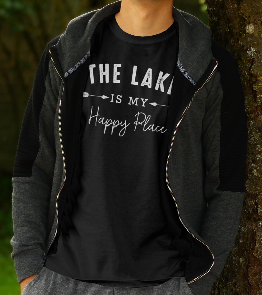 The Lake Is My Happy Place Camping Fishing Boating T-Shirt