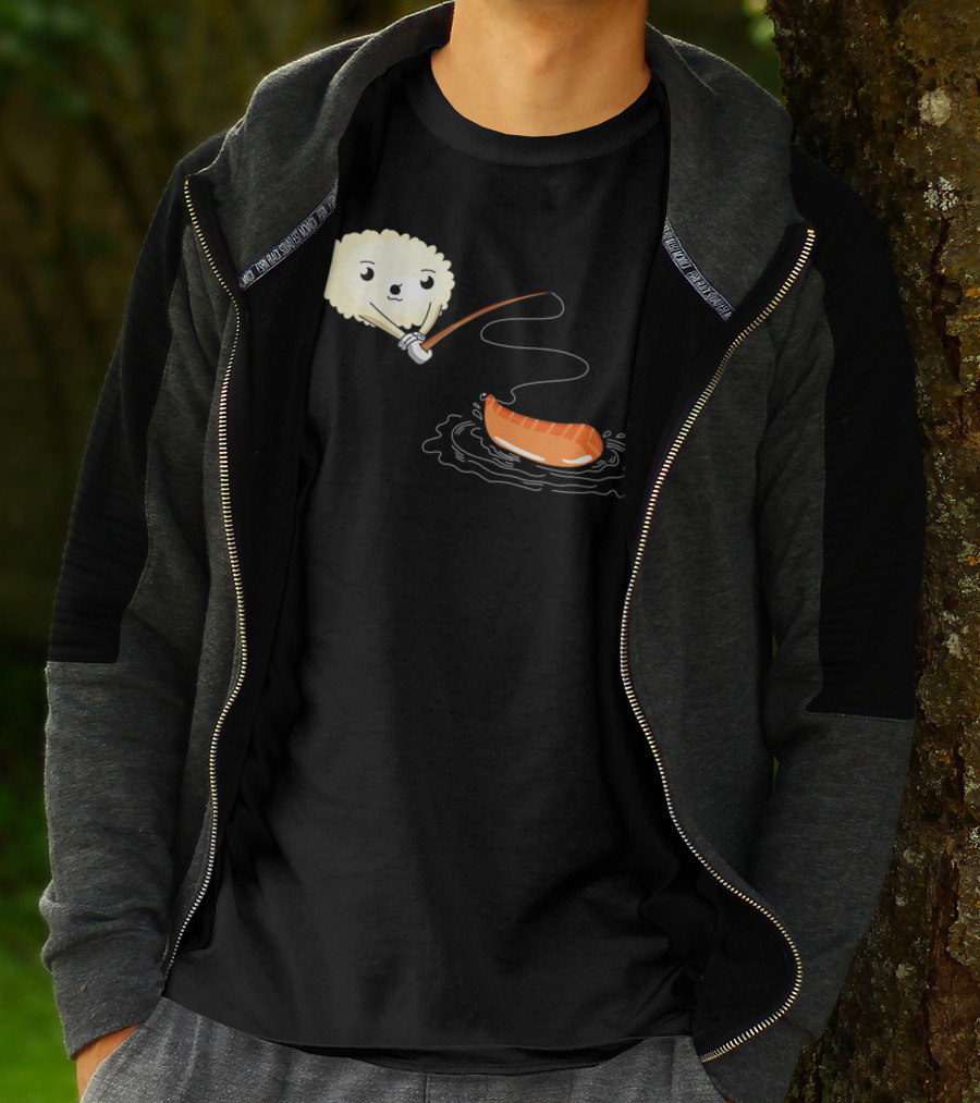 Kawaii Sushi Fishing Cute Japanese Food Lover Fishing Lover Playful Salmon Anime T-Shirt