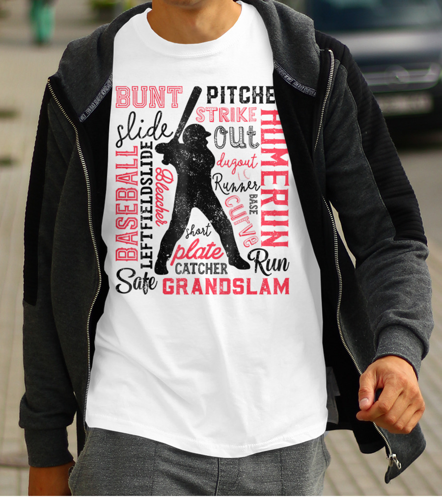 Baseball Men Batter Pitcher Catcher Homerun Grandslam Dugout Plate Strike T-Shirt