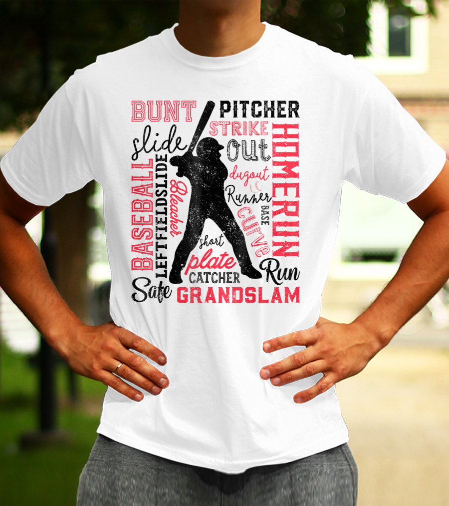 Baseball Men Batter Pitcher Catcher Homerun Grandslam Dugout Plate Strike T-Shirt