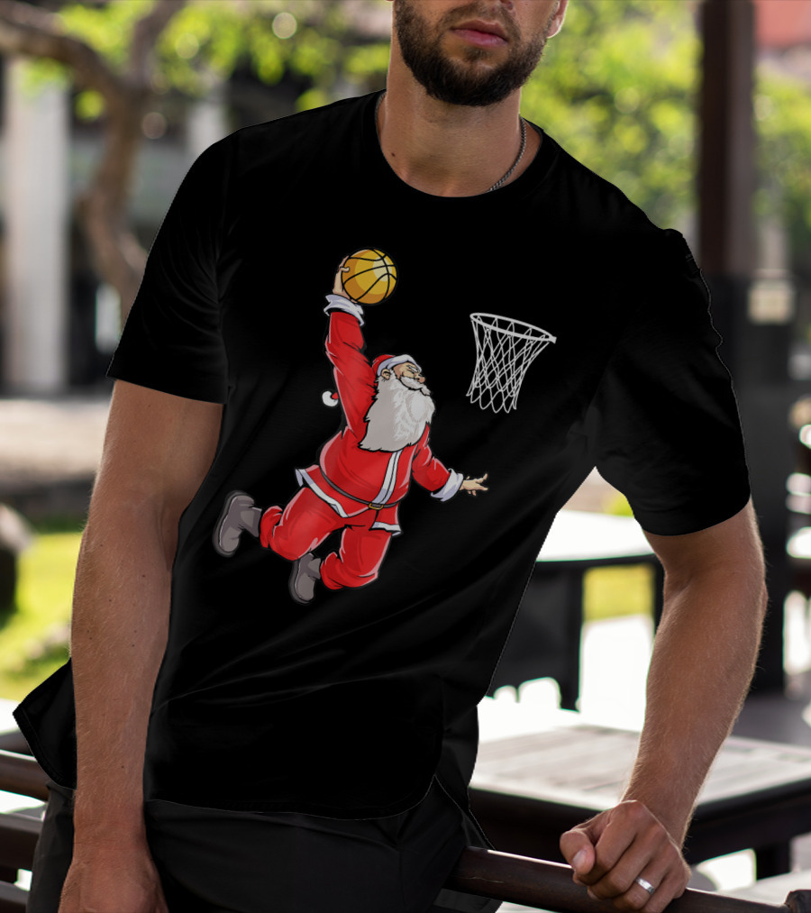 Basketball Santa Christmas Dunking Sports Fun T-Shirt