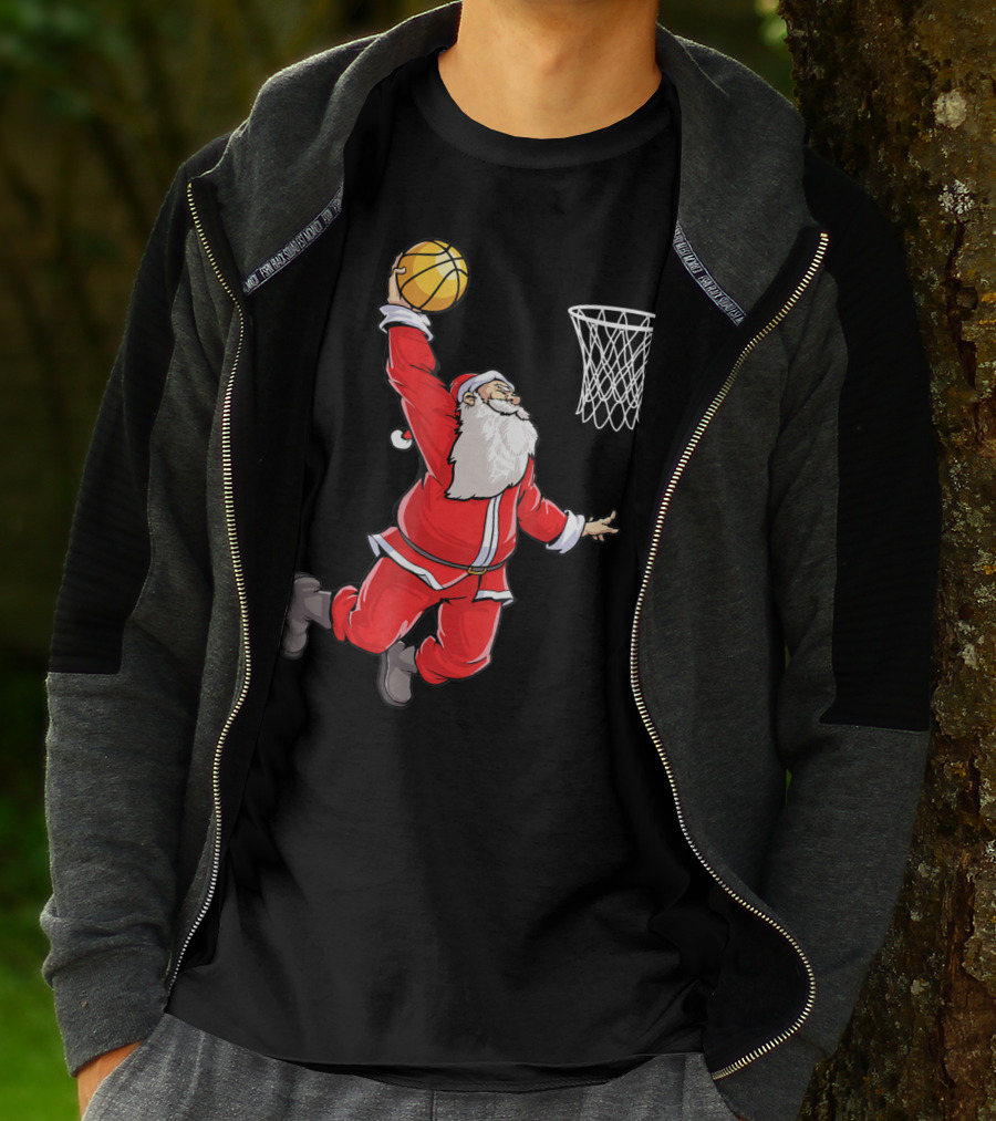 Basketball Santa Christmas Dunking Sports Fun T-Shirt