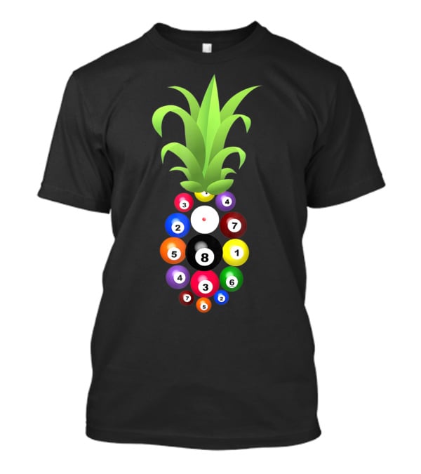 Billiards Pineapple Eight Ball Hawaiian Aloha Beach Hawaii Pool Balls Fruit Fusion T-Shirt