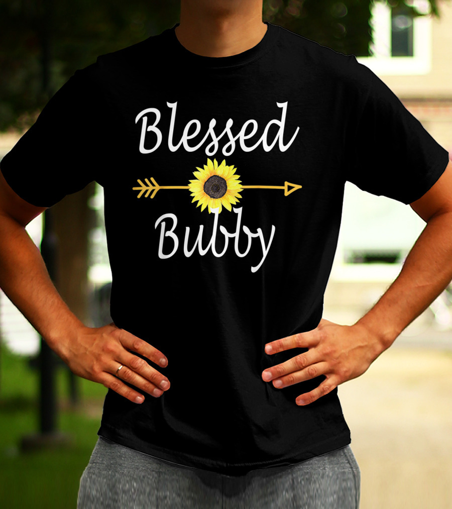 Blessed Bubby Sunflower Arrow Text T-Shirt