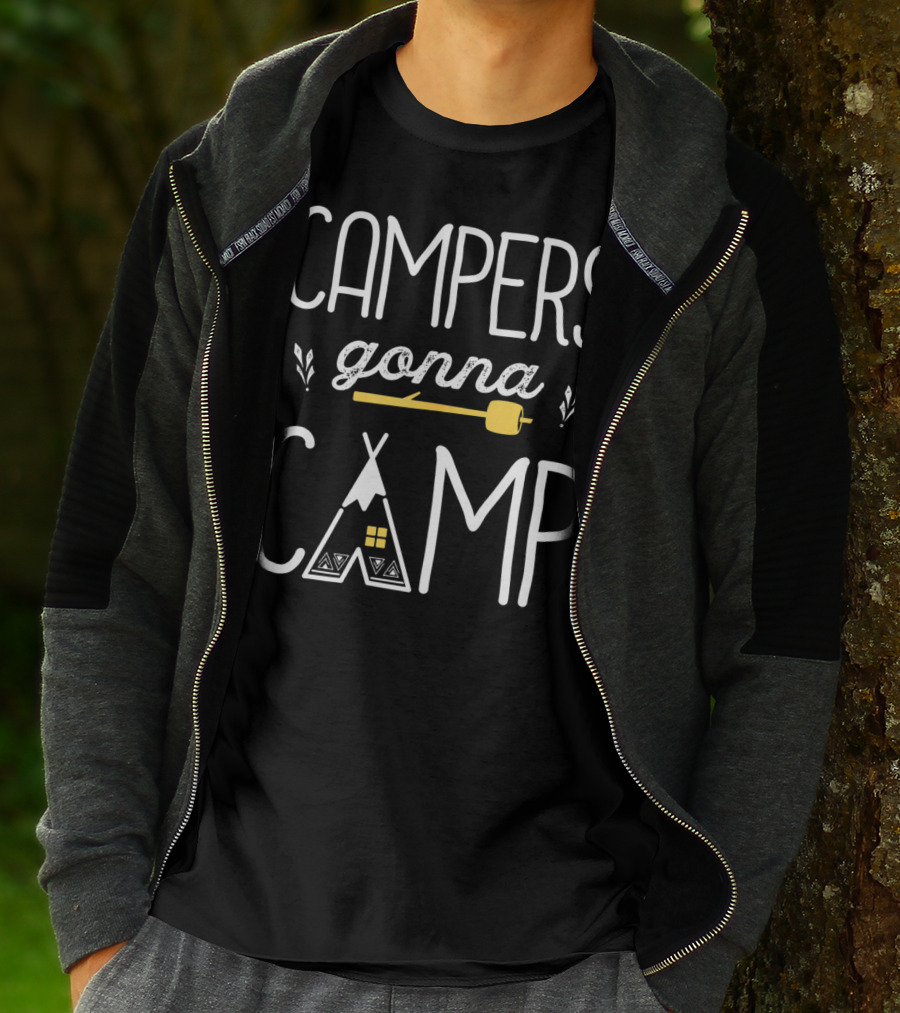Campers Gonna Camp Funny Outdoor Camping Teepee Marshmallow T-Shirt