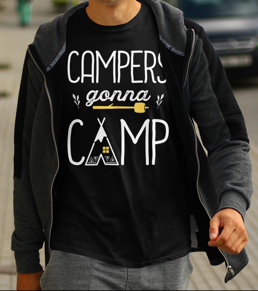 Campers Gonna Camp Funny Outdoor Camping Teepee Marshmallow T-Shirt