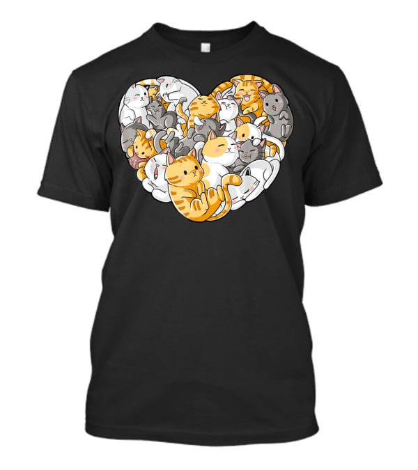 Cat Heart Valentines Day Women Funny Kitty Kitten Cuddly Cats In Love T-Shirt