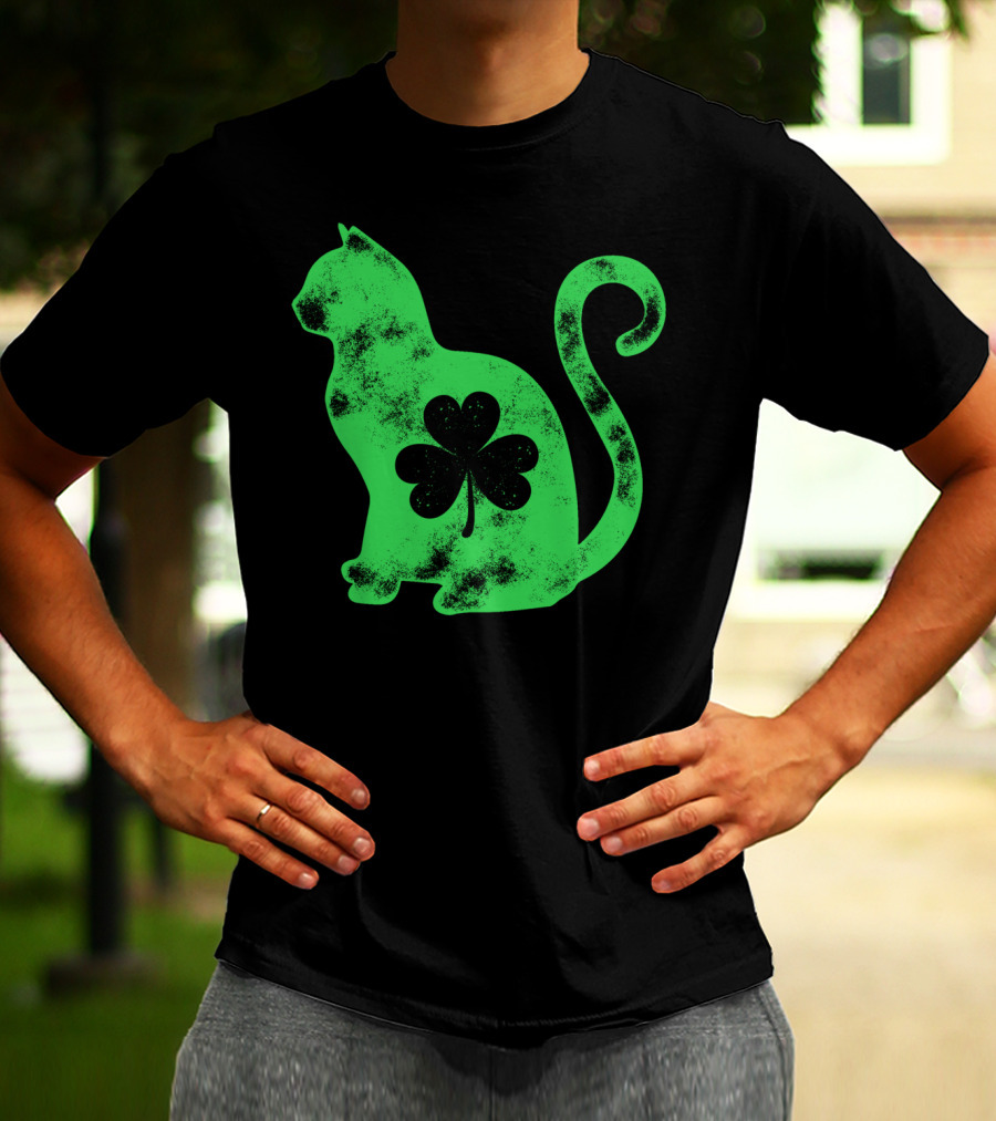 Cat Shamrock St Patricks Day Happy Cattys Women T-Shirt