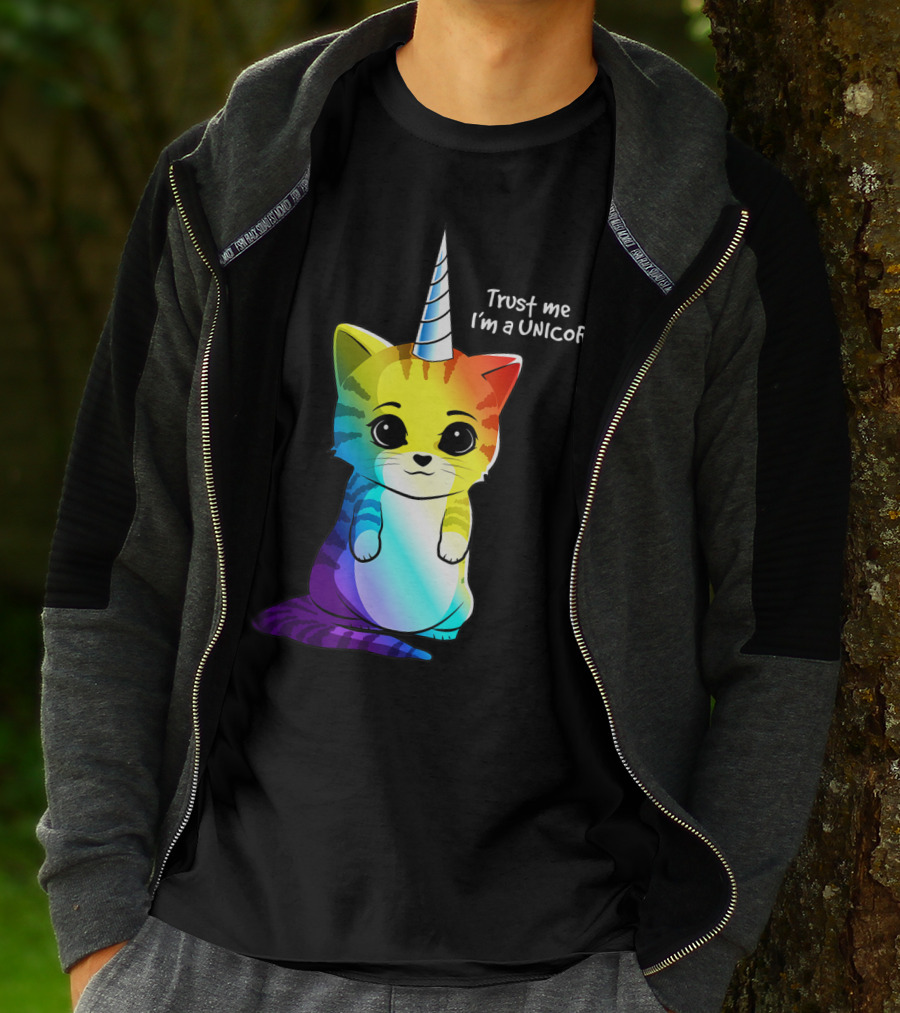 Trust Me I'm A Caticorn Unicorn Cat Kittycorn Girls Women Rainbow T-Shirt