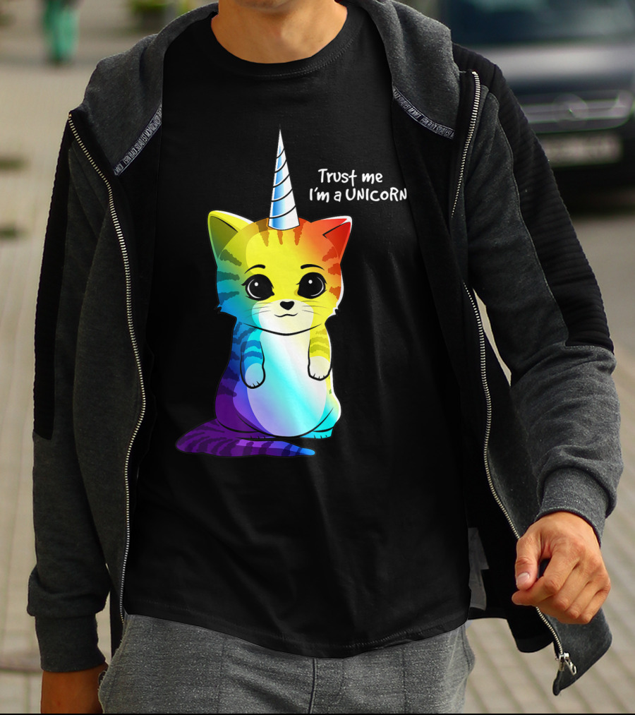 Trust Me I'm A Caticorn Unicorn Cat Kittycorn Girls Women Rainbow T-Shirt