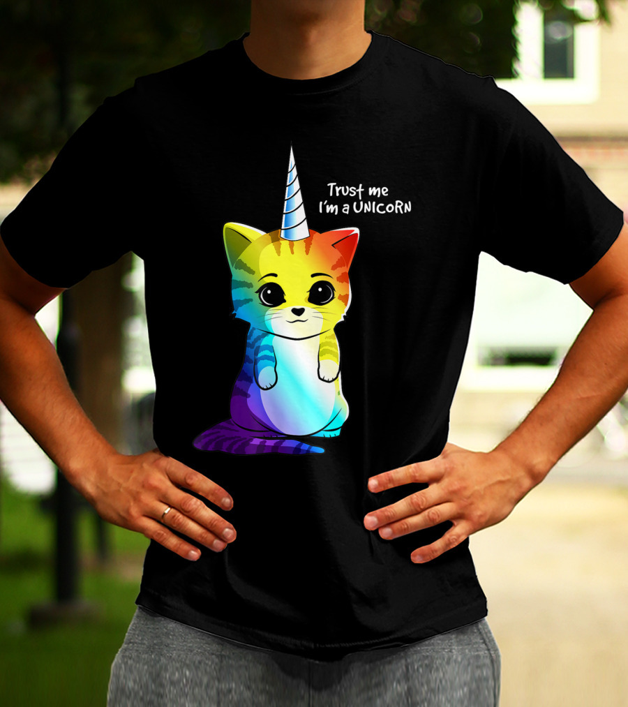 Trust Me I'm A Caticorn Unicorn Cat Kittycorn Girls Women Rainbow T-Shirt