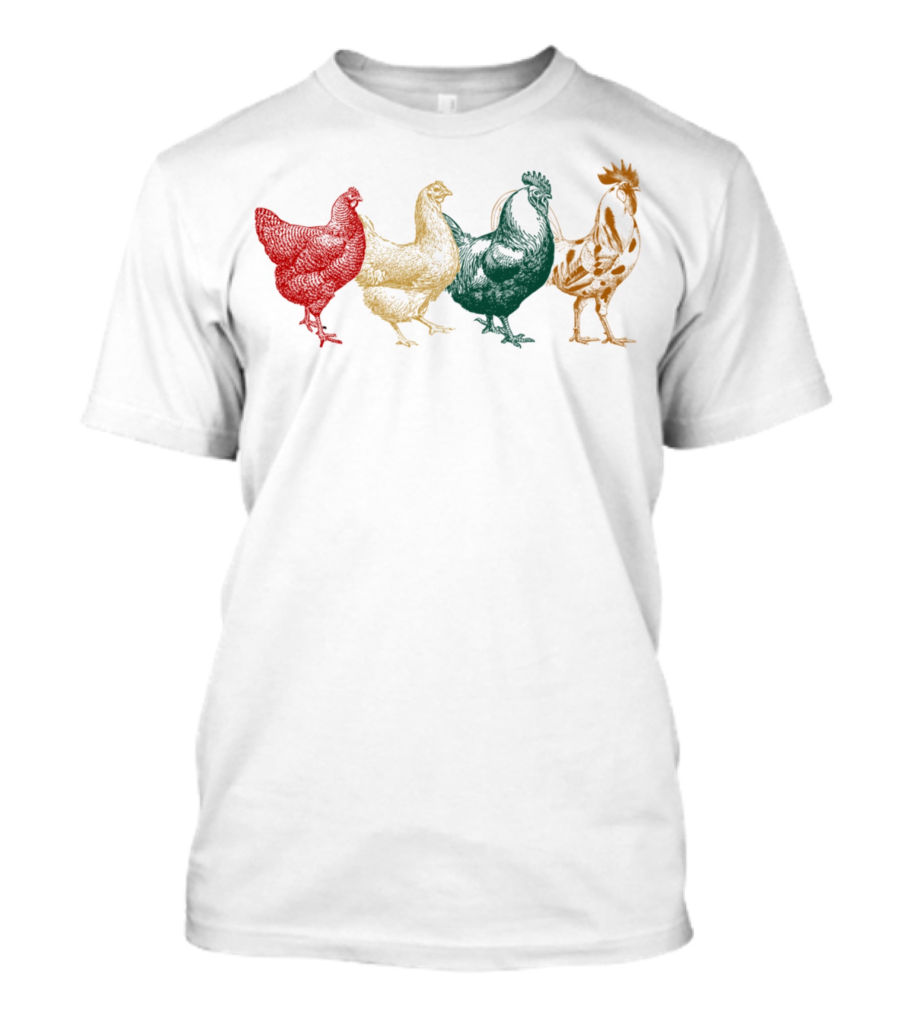 Vintage Colorful Chickens Farm Poultry Farmer T-Shirt