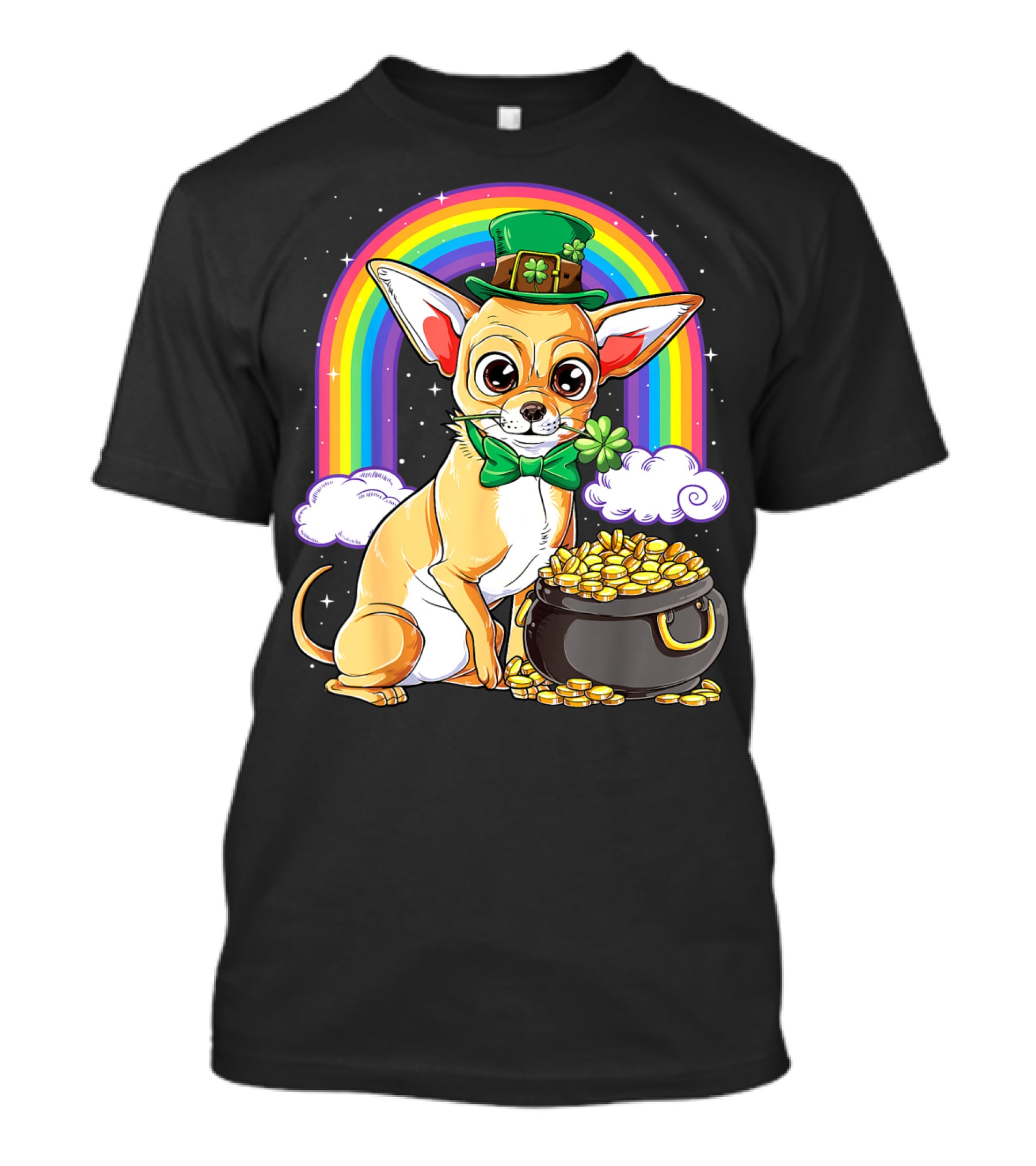 Chihuahua St Patricks Day Leprechaun Rainbow Pot Of Gold T-Shirt