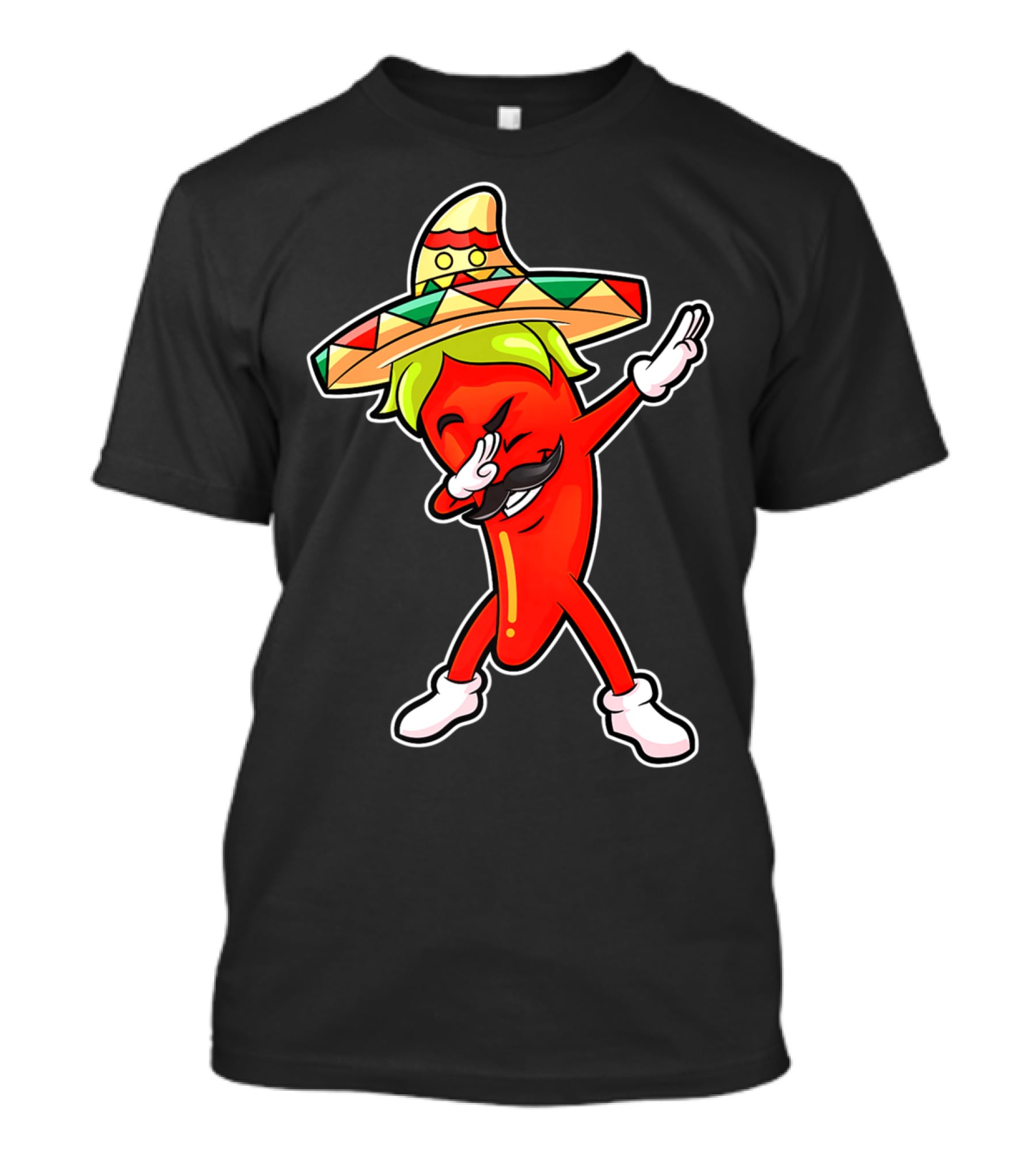 Chili Dabbing Pepper With Sombrero Mexican Hot Jalapeno Dab T-Shirt