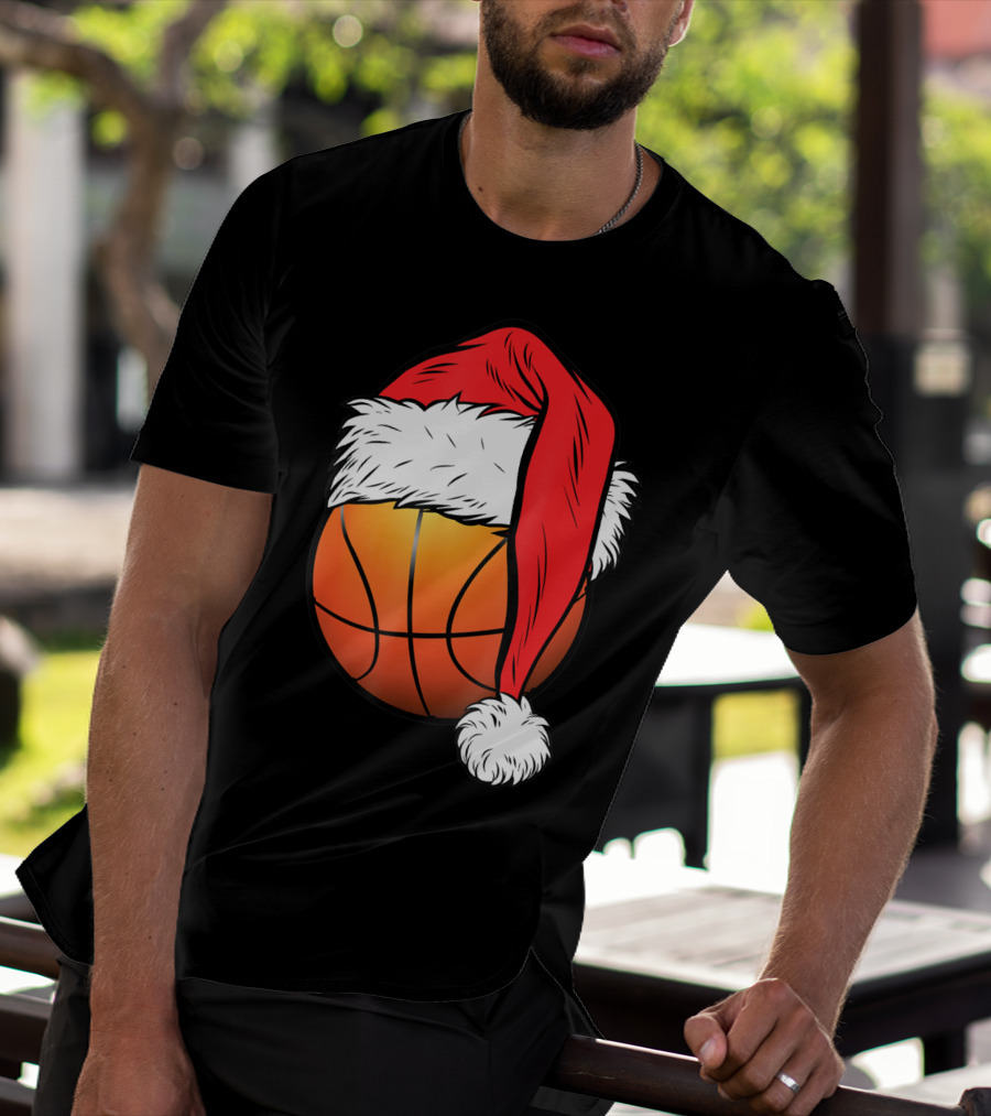 Christmas Santa Basketball Ball Sport T-Shirt