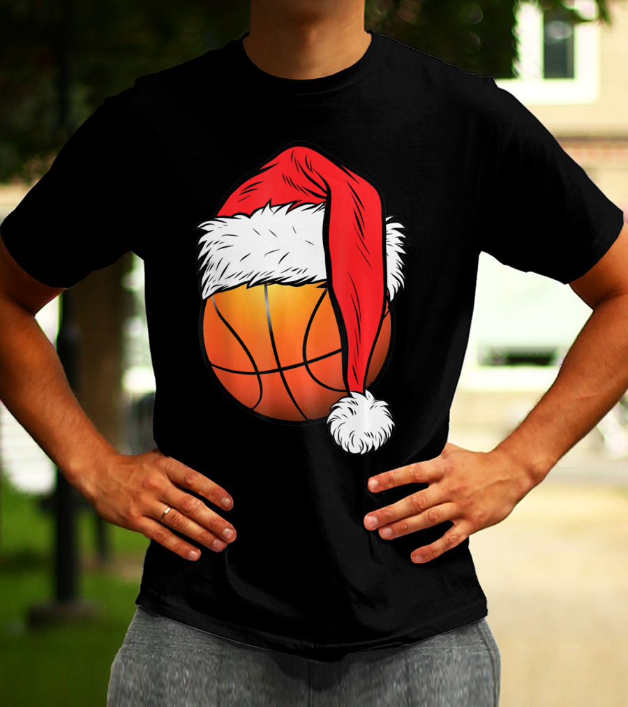 Christmas Santa Basketball Ball Sport T-Shirt