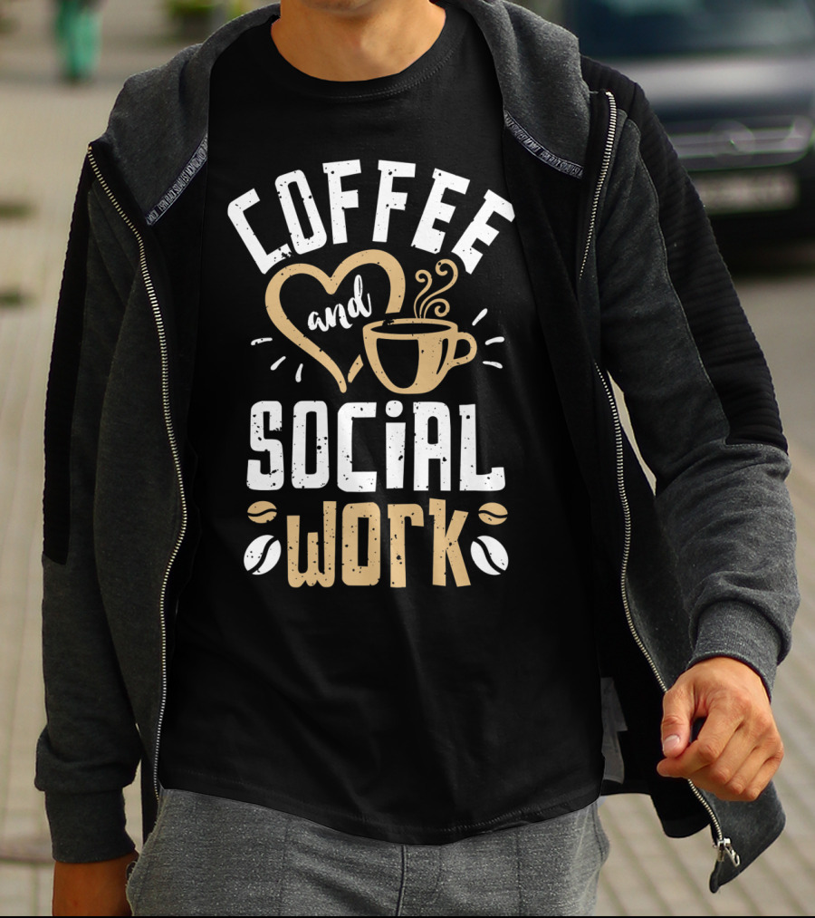 Coffee Love And Social Work Cup Icons T-Shirt