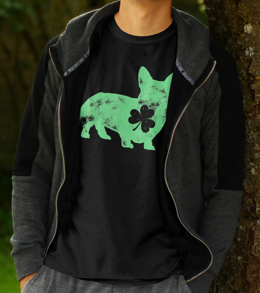 Corgi Shamrock Dog Lover St Patricks Day T-Shirt