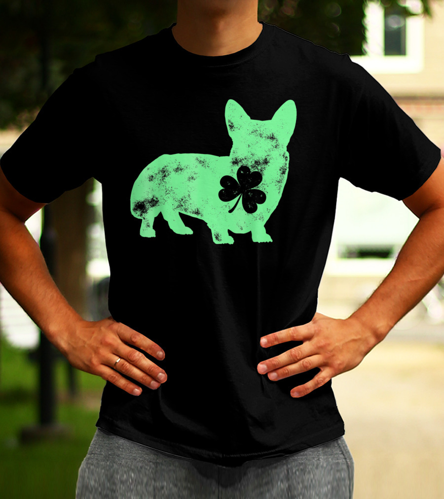 Corgi Shamrock Dog Lover St Patricks Day T-Shirt