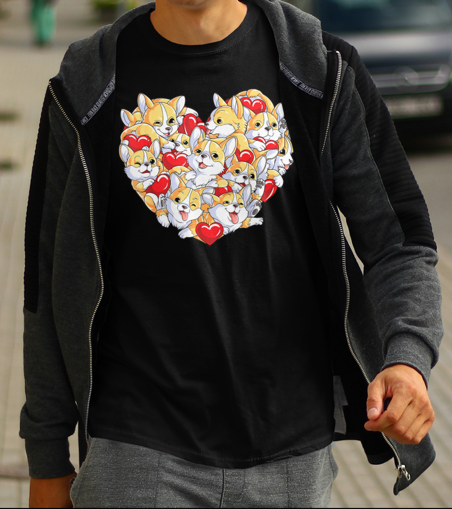 Valentines Day Corgi Heart Dog Lover Boys Love T-Shirt