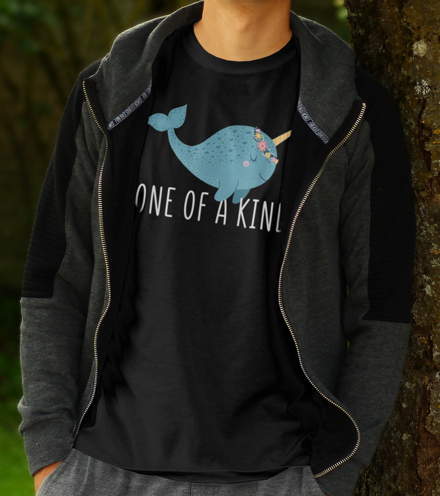 One Of A Kind Cute Narwhal Flower Crown Girls T-Shirt