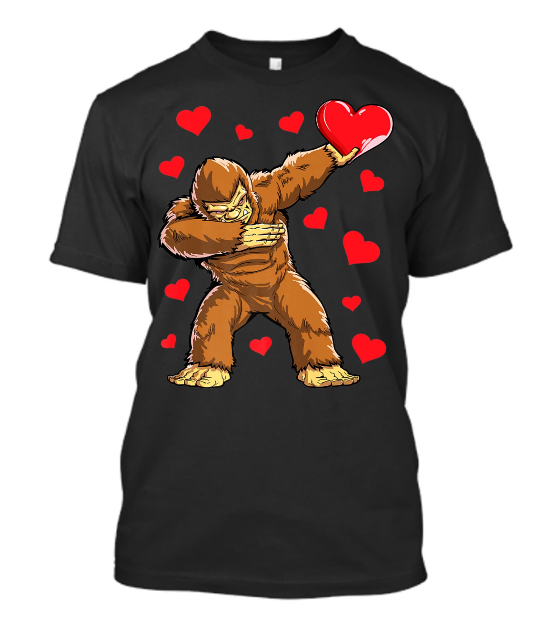 Dabbing Bigfoot With Heart Valentine's Day Boys Men Love T-Shirt