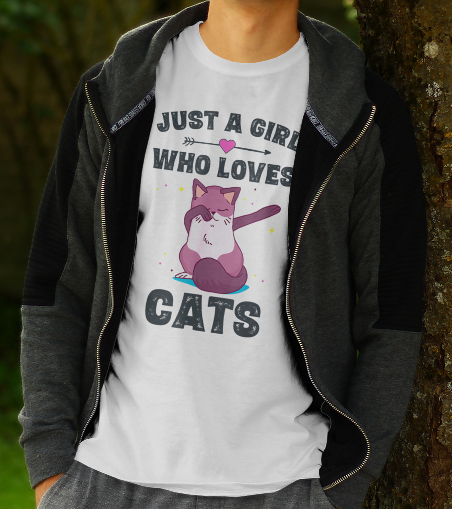 Just A Girl Who Loves Cats Dabbing Cat Lover T-Shirt