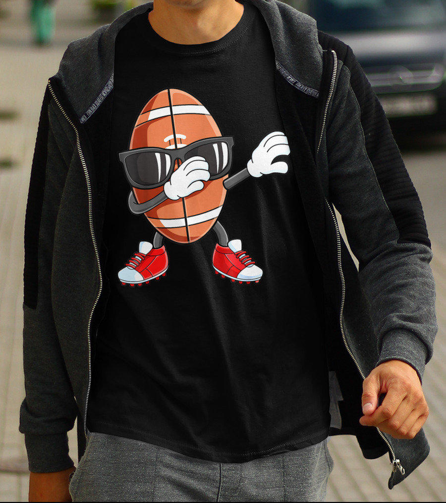 Dabbing Football Sport Funny Dab Dance Cartoon Rugby Player T-Shirt